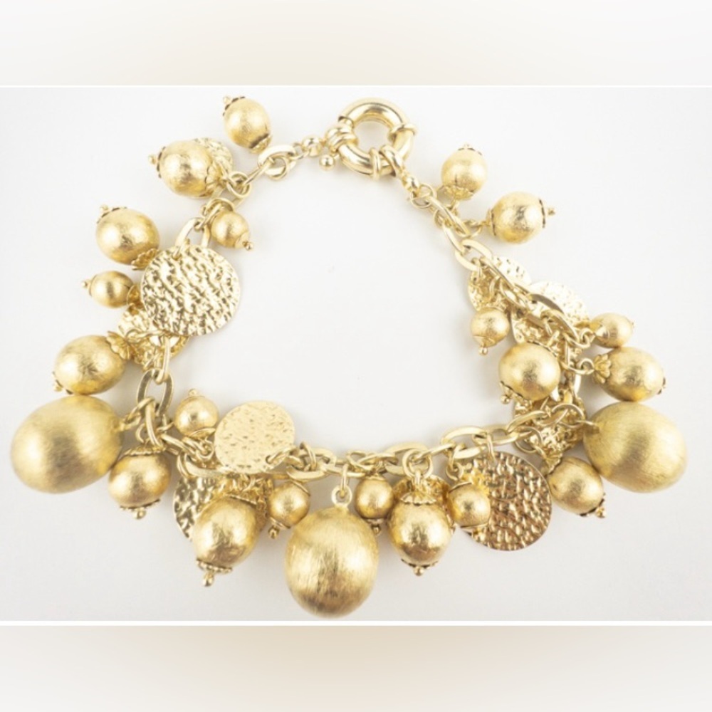RIVKA FRIEDMAN - EUC - Oval Rolo Disc 18K Yellow Gold Plated Charm Bracelet.